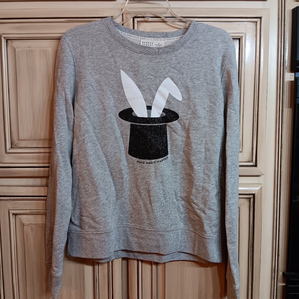 Kate Spade Broome Street Make Magic Happen Crewneck Sweatshirt Gray Sz Small Top